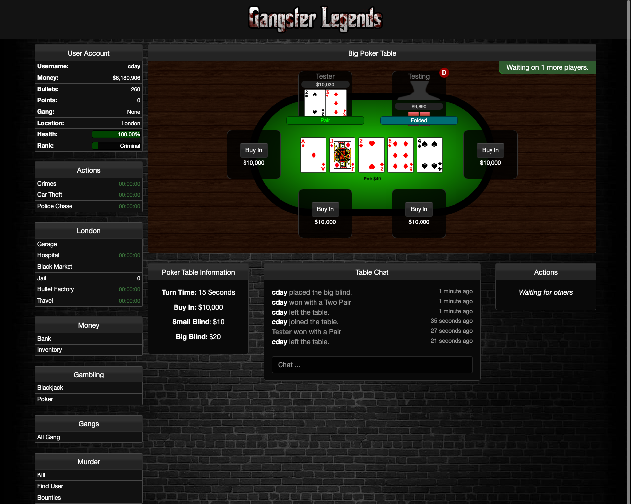 Multiplayer PvP Poker Gangster Legends V2