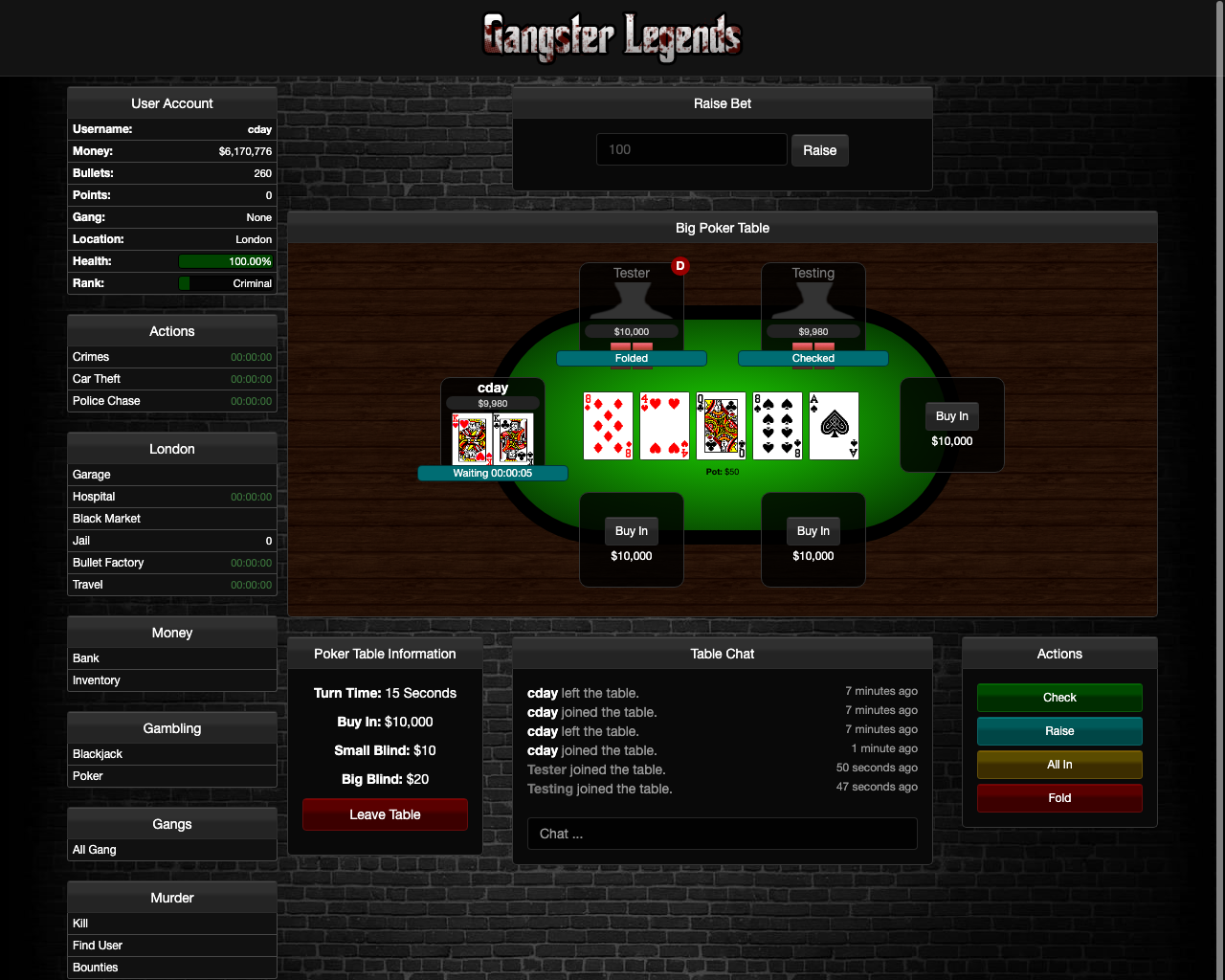 Multiplayer PvP Poker Gangster Legends V2